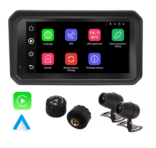 [CM-02DF] CarPlay Pro 6 Pulgadas Desmontable Completo (Camaras DVR, Sensores y Control)